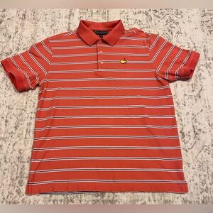 Masters Salmon & Blue Striped Polo Shirt EUC